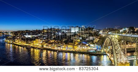 Porto In Portugal At Night