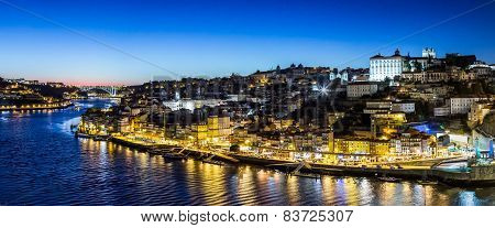 Porto In Portugal At Night