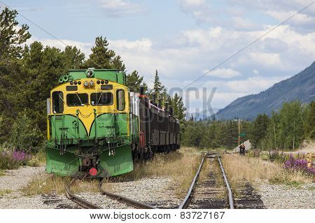 Train waits in siding at Carcross