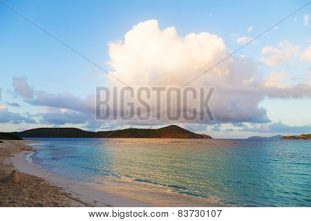 Empty beach after sunset on St Thomas Island US VI.
