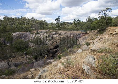 John Forrest National Park rocky landscape near waterfall
