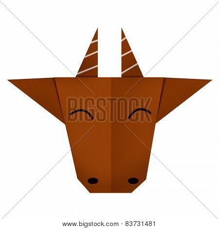 origami paper a goat (face)