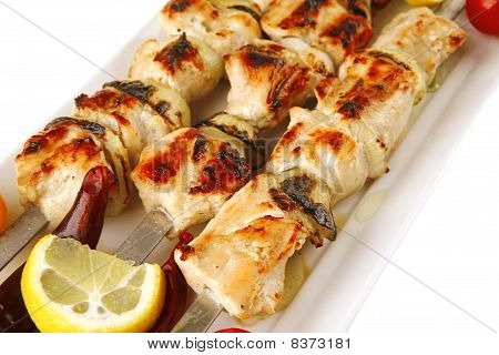 Flæskesteg Kebab på hvid