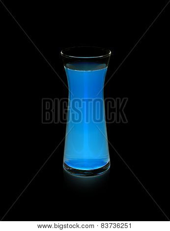 Black Light A Glass Of Bale Fruit Juice On Black Background
