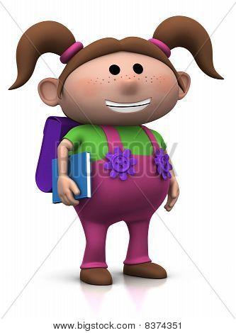 Scuola bambini - ragazza con trecce marrone