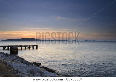 Pier at sunrise, eastern Thailand