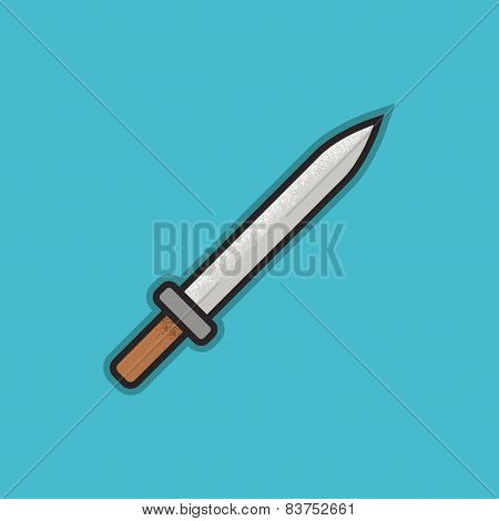 Flat Stroke Dagger Icon - Vector Illustration