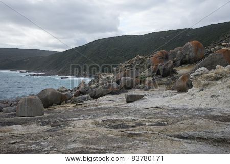 Large rocks in Blowholes sight in Torndirrup National Park near Albany