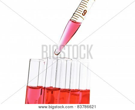 drop red solution in to test tube