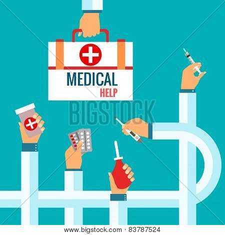 Flat design concepts for medical care