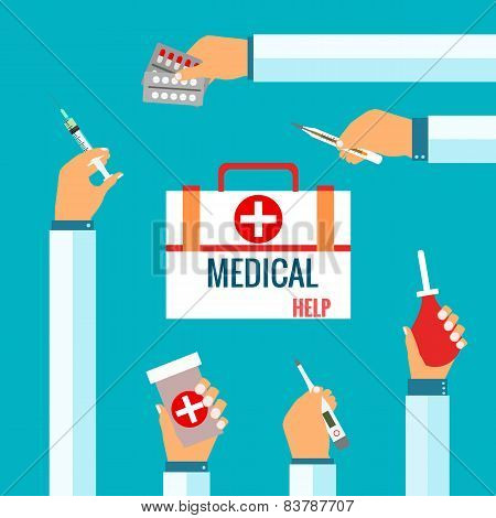 Flat design concepts for medical care