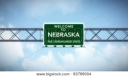 Nebraska USA State Welcome to Highway Road Sign