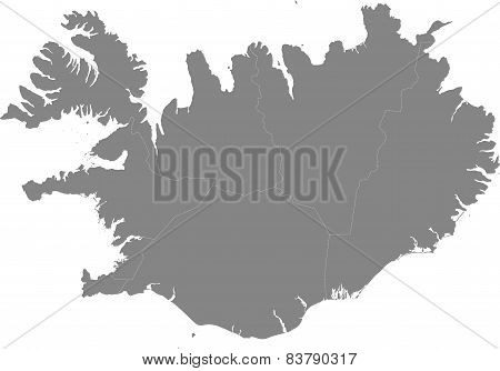 Iceland - map of the regions