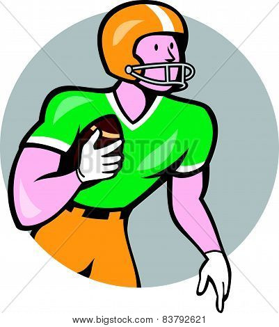 American Football Player Rusher Circle Retro