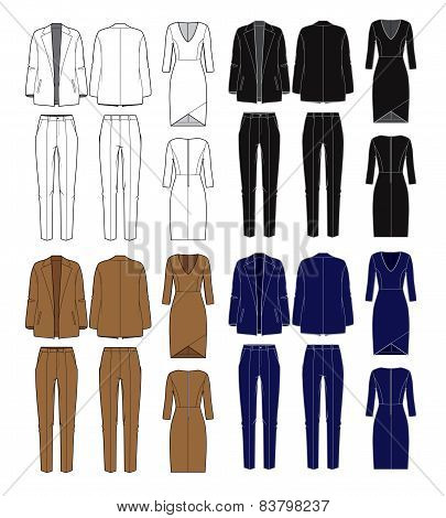 Vector Set Of Women's Clothes