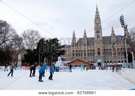Town Hall And Skating Rink,vienna, Austria.