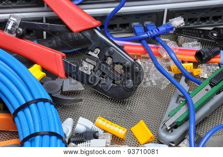 Tools for crimping with component to computer network
