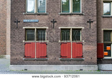 Red Window Of Grote Kerk (big Church) In The Hague