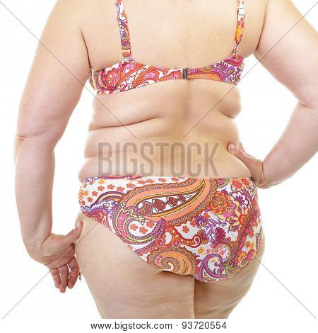 Overweight woman, detail. Diet, fitness, excess weight, growing thin, sedentary life, balanced nutrition, overeating, cellulitis, problem of overweight concept. Fight against excess weight