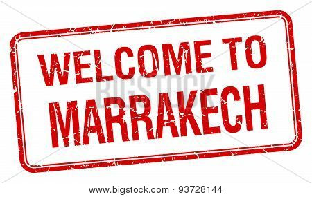 Welcome To Marrakech Red Grunge Square Stamp