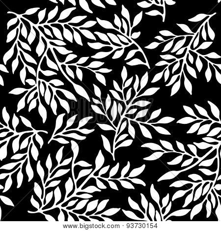 Seamless foliate ornament. Black and white pattern