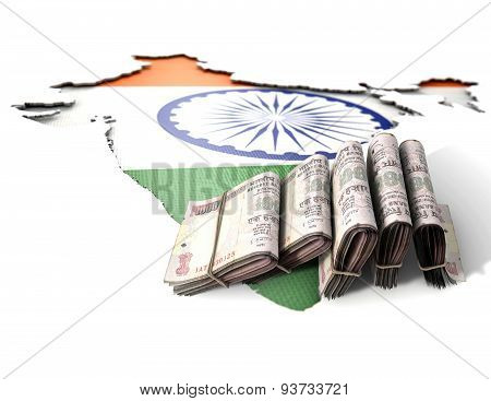 Indian Map And Folded Notes