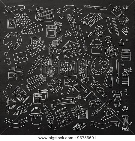 Art and craft vector symbols and objects