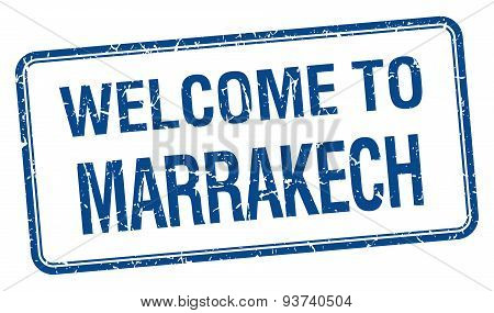 Welcome To Marrakech Blue Grunge Square Stamp
