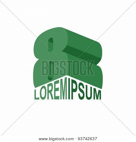 logo 8. Green  number eight 3D. Vector design template elements
