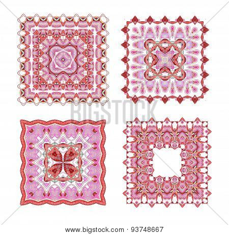 Set of four hand drawn ethnic square ornaments