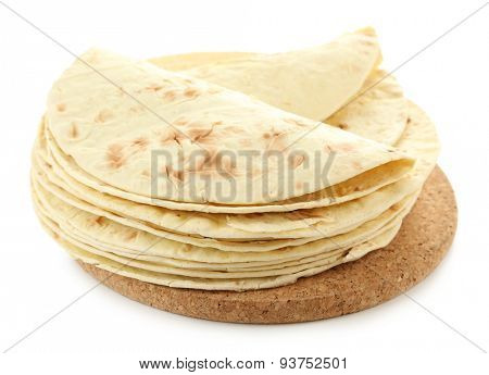 Flour tortillas isolated on white