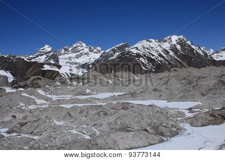 View Of Ngozumba Glacier And Gokyo Ri