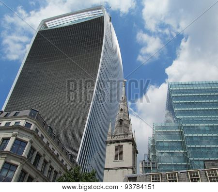 LONDON- 16 JUNE: 20 Fenchurch street is the newest skyscraper to tower over central  london. Its been nicknamed the walkie talkie building, because of its distinctive shape. LONDON, 16 JUNE, 2015.