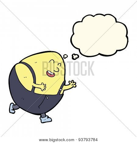 cartoon humpty dumpty egg character with thought bubble