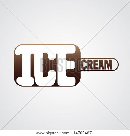 Ice cream vector logo sign symbol emblem illustration. Template graphic design element with nonstandard unique chocolate square ice cream and lettering