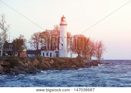 Pointe aux Barques Lighthouse, built in 1848, Lake Huron, Michigan, USA