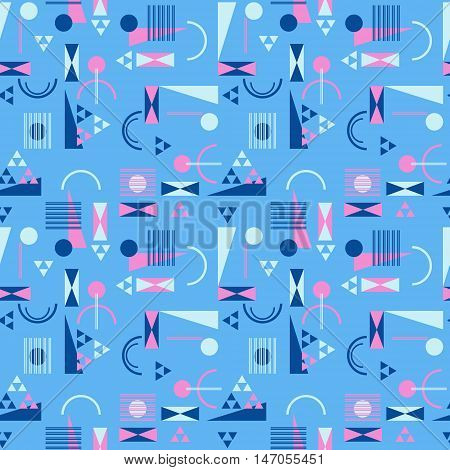 Seamless geometric pattern in retro 80s style Background