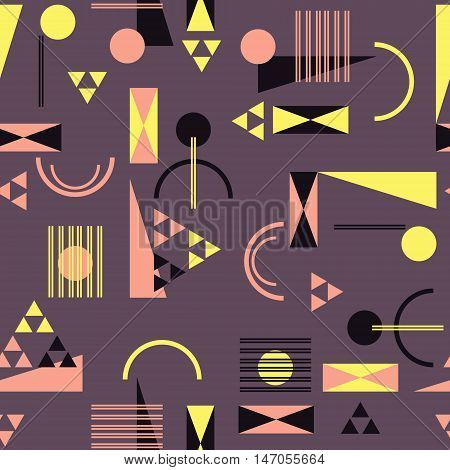 Seamless geometric pattern in retro 80s style Background