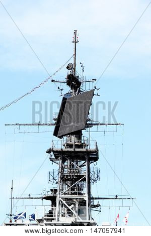 Radar system of the USS Midway in San Diego