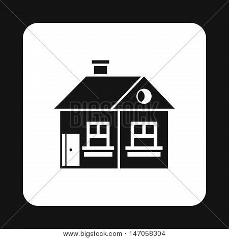 Large single storey house icon in simple style isolated on white background. Structure symbol vector illustration