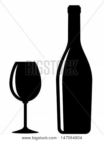 Glossy Wine Bottle And Glass