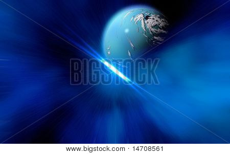 Immagine composita di un pianeta alieno ravvicinato