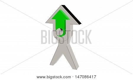 3D illustration arrow. 3D rendering with green middle on white background.