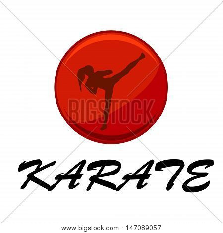 young woman doing karate over white background