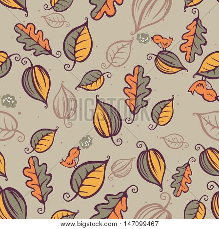 Forest autumn sleep pattern seamless vector illustration