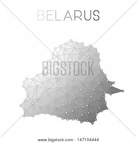 Belarus Polygonal Vector Map. Molecular Structure Country Map Design. Network Connections Polygonal