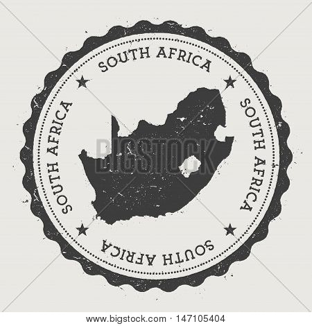 South Africa Hipster Round Rubber Stamp With Country Map. Vintage Passport Stamp With Circular Text