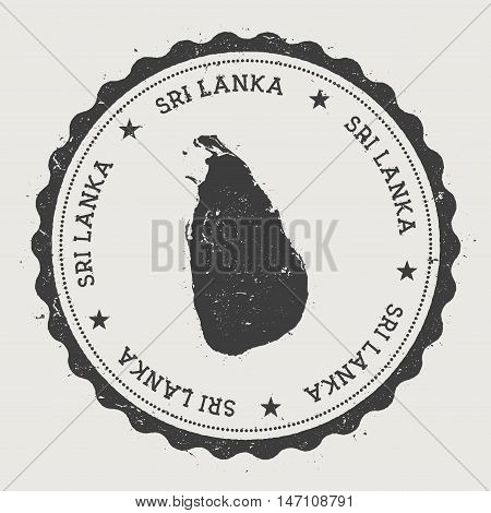Sri Lanka Hipster Round Rubber Stamp With Country Map. Vintage Passport Stamp With Circular Text And