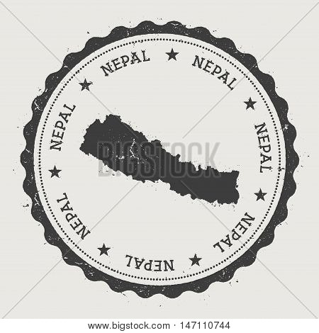 Nepal Hipster Round Rubber Stamp With Country Map. Vintage Passport Stamp With Circular Text And Sta