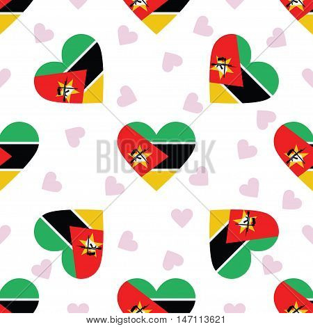 Mozambique Independence Day Seamless Pattern. Patriotic Background With Country National Flag In The
